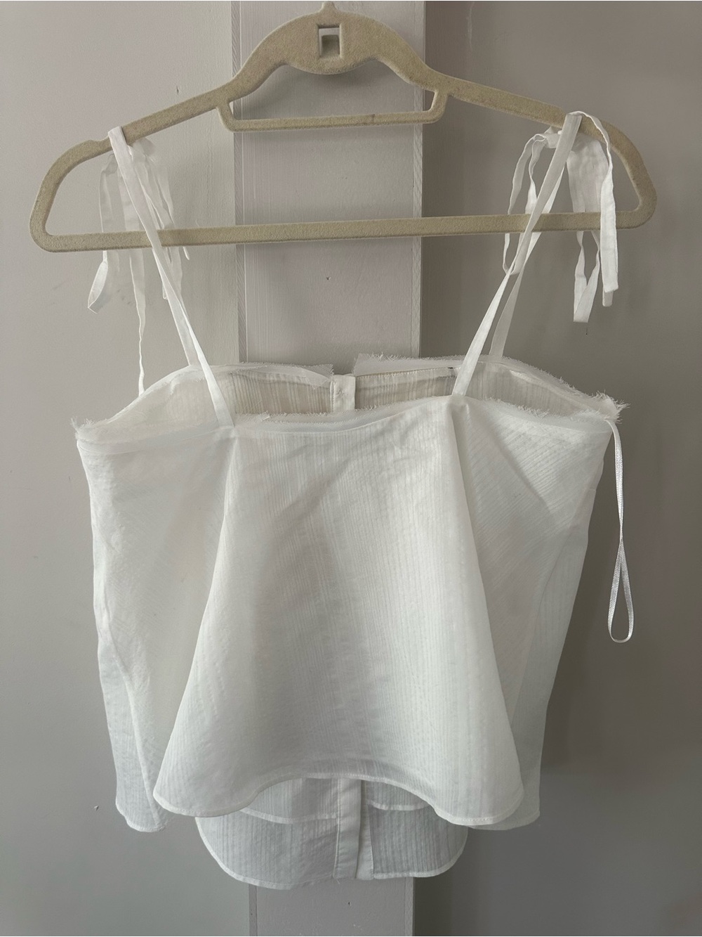 ZARA STUDIO COLLECTION WHITE SPAGHETTI STRAP A-LINE TUXEDO SUMMER BLOUSE SZ M - Picture 7 of 9